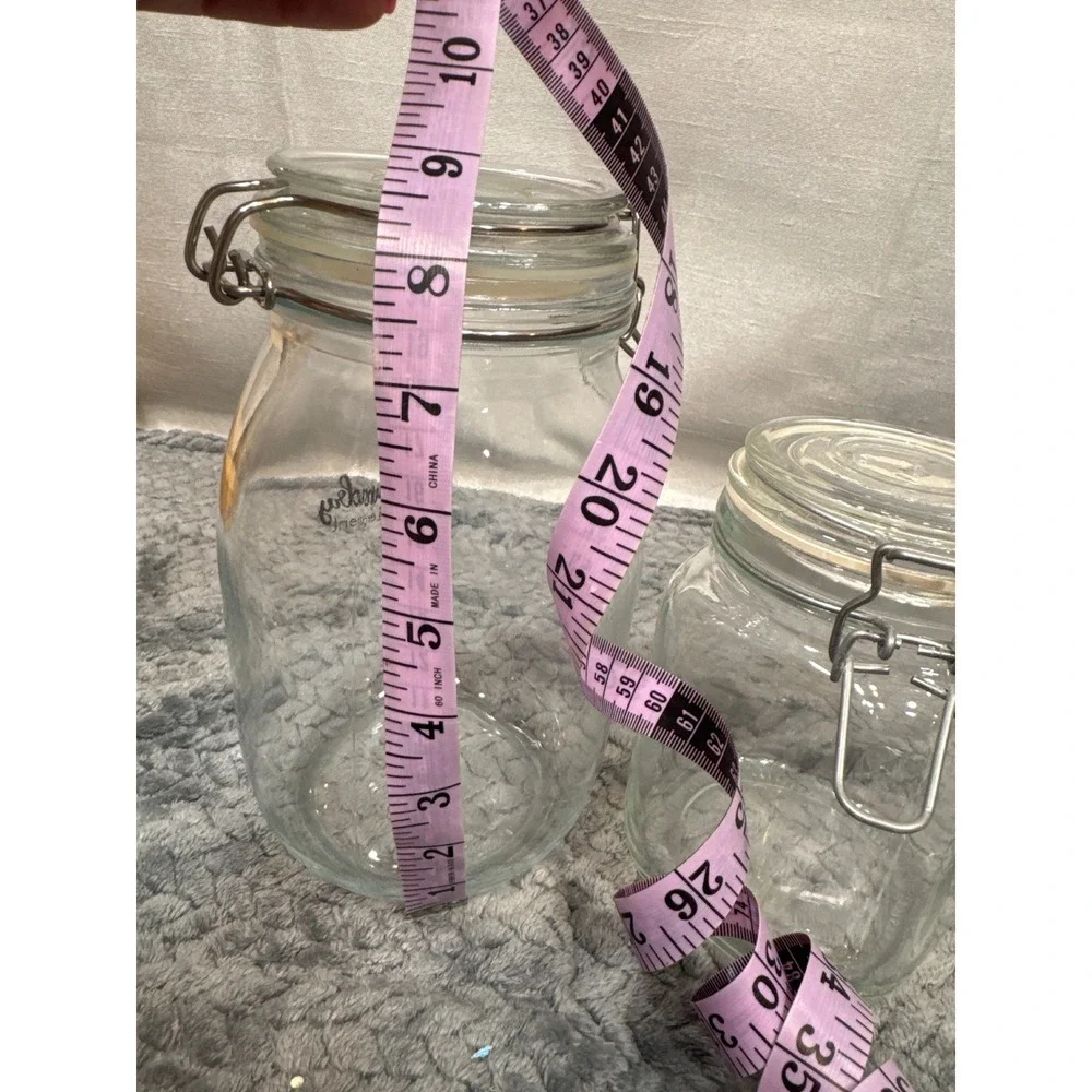 2 Piece Bormioli Rocco Fido Glass Laundry Detergent & Fabric Softener Jars Clear